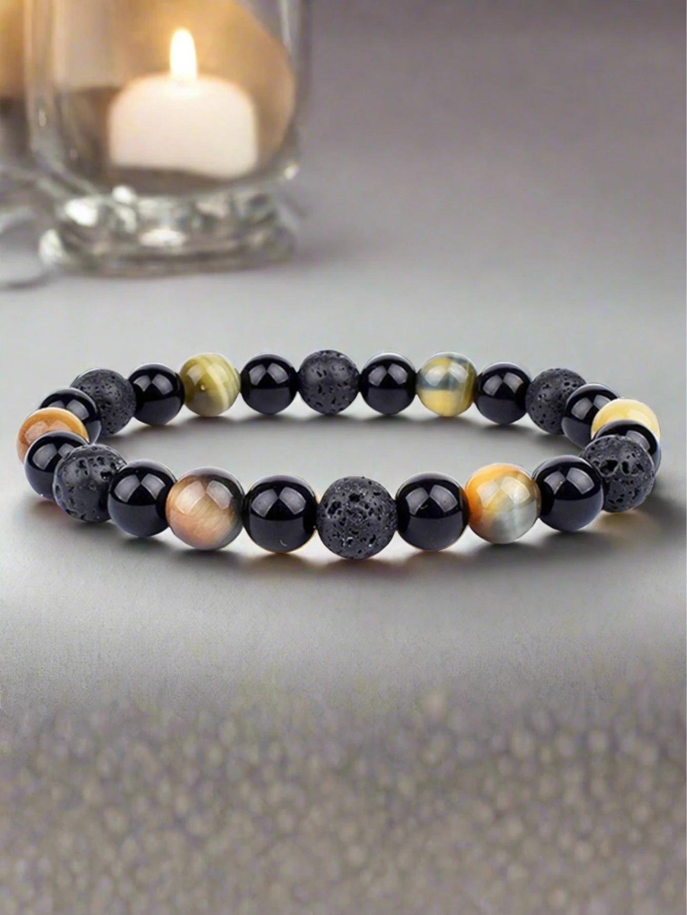 OAIITE Charm Bracelet: Turkish Evil Eye, Tiger Eye & Hematite Healing Jewelry - L - accessories