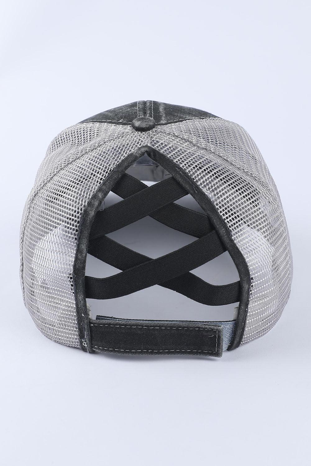 Unisex Black Casual Letter Embroidery Mesh Crisscross Back Baseball Cap - - Hats