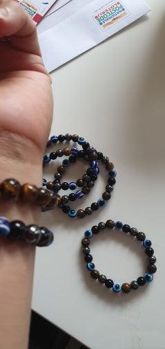 OAIITE Charm Bracelet: Turkish Evil Eye, Tiger Eye & Hematite Healing Jewelry - - accessories