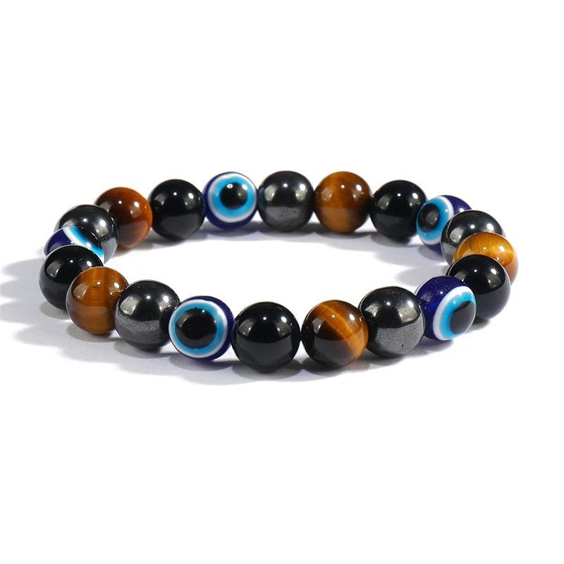 OAIITE Charm Bracelet: Turkish Evil Eye, Tiger Eye & Hematite Healing Jewelry - - accessories