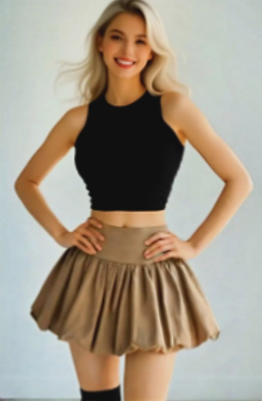 Ruched Bubble Hem Mini Skirt – Statement Volume with a Playful Twist