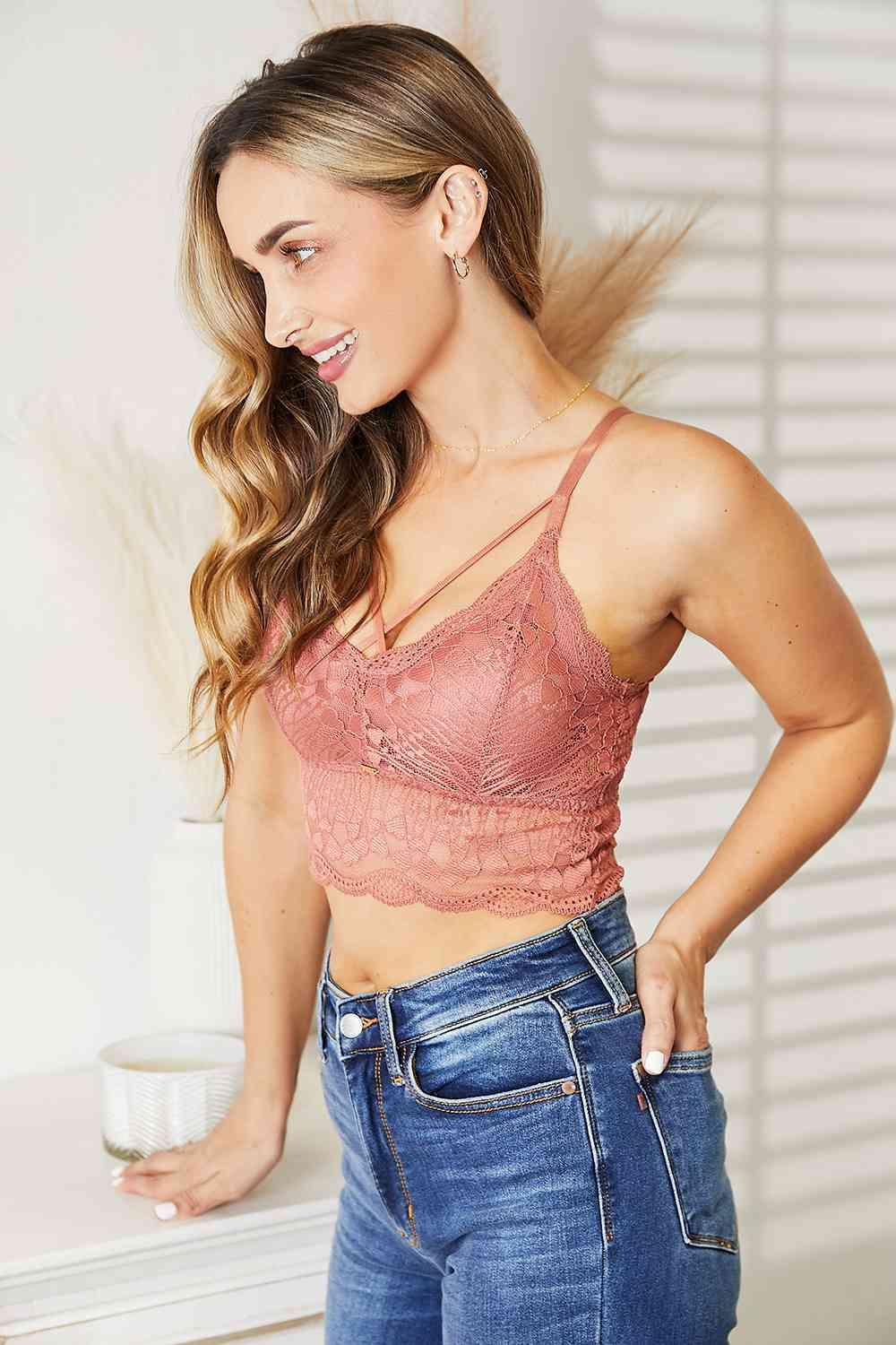 JadyK Luna Crisscross Front Lace Bralette ! - - lingerie