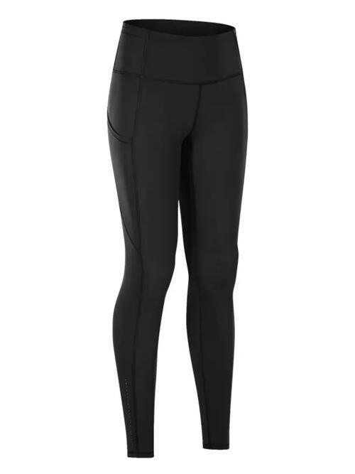 Wide Waistband Sports Leggings ! - Black - Leggings