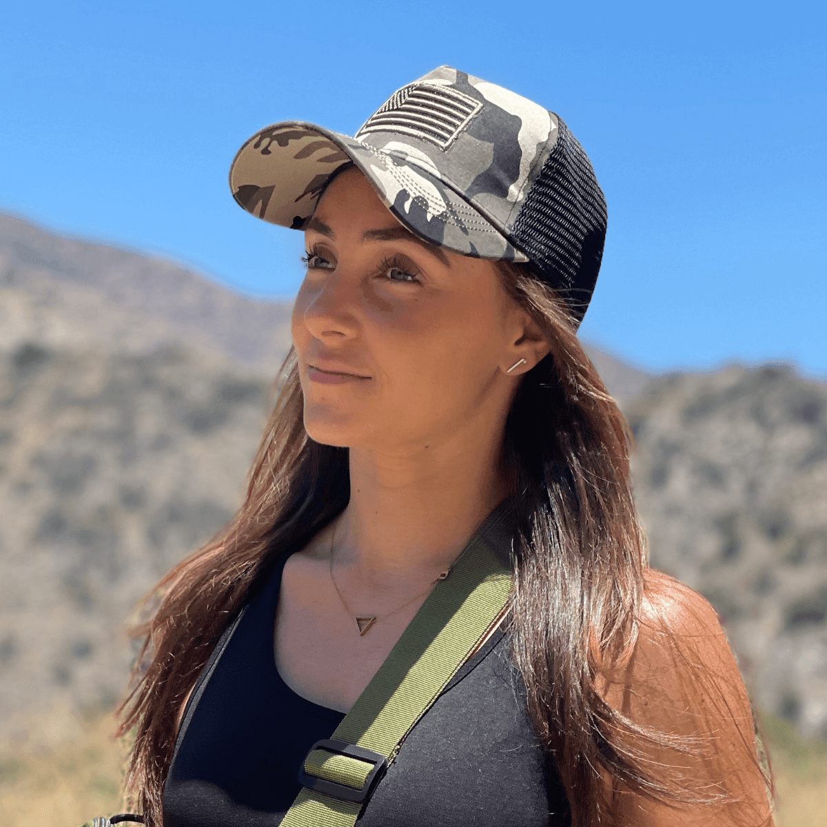 American Flag Trucker Hat With Adjustable Strap - - Men's Fashion - Men's Accessories - Men's Hats - Men's Military Hats