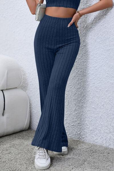 Basic Bae Full Size Ribbed High Waist Flare Pants - - Women's Fashion - Women's Clothing - Tops & Tees - Tank Tops