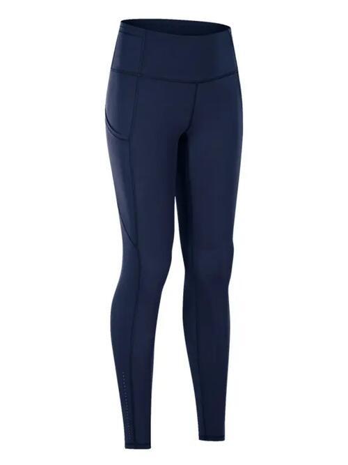 Wide Waistband Sports Leggings ! - Navy - Leggings