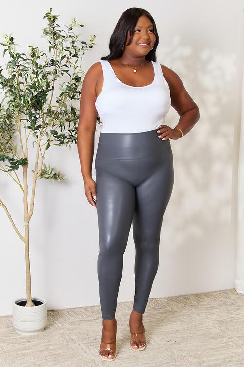 LOVEIT Full Size Wide Waistband High Waist Leggings - - Leggings