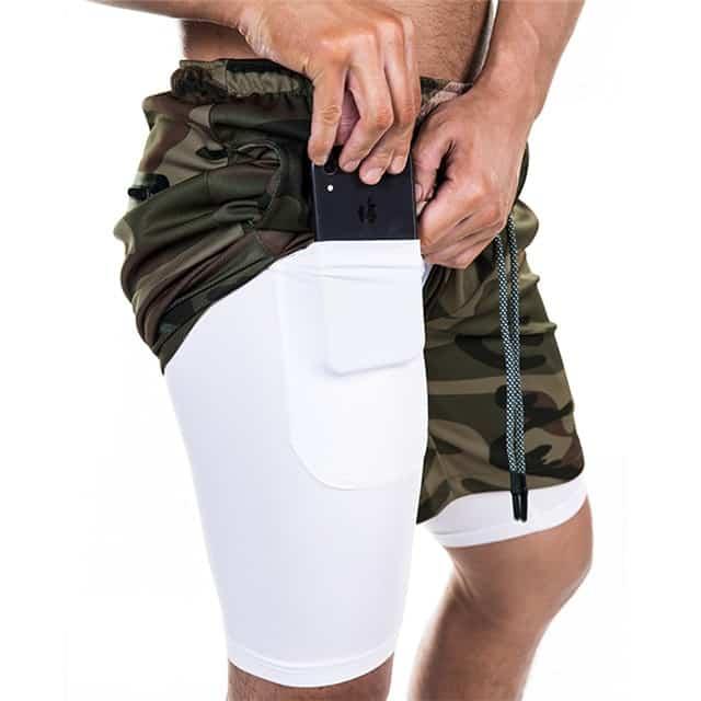 Pocket Compression Shorts - Army green camouflage - menswear