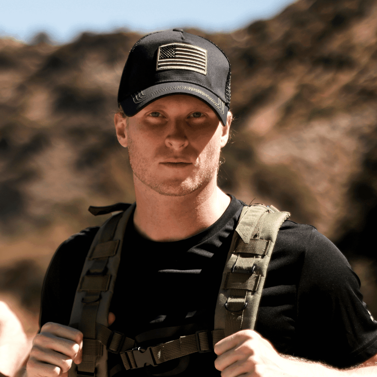 American Flag Trucker Hat With Adjustable Strap - - Men's Fashion - Men's Accessories - Men's Hats - Men's Military Hats