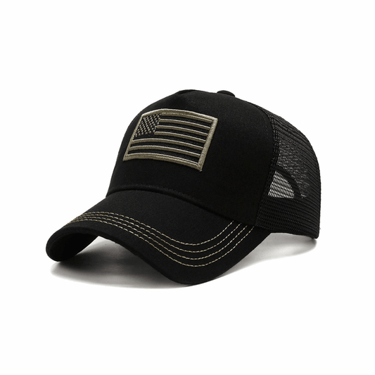 American Flag Trucker Hat With Adjustable Strap - Black-Green Flag - Men's Fashion - Men's Accessories - Men's Hats - Men's Military Hats