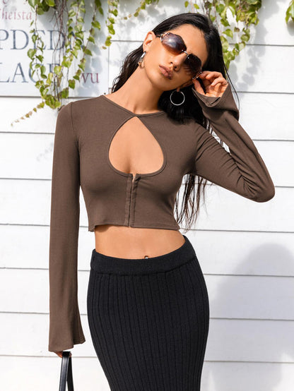 Lone Sleeve Cutout Zip Up Crop Top - - Women's Fashion - Women's Clothing - Tops & Tees - Tank Tops