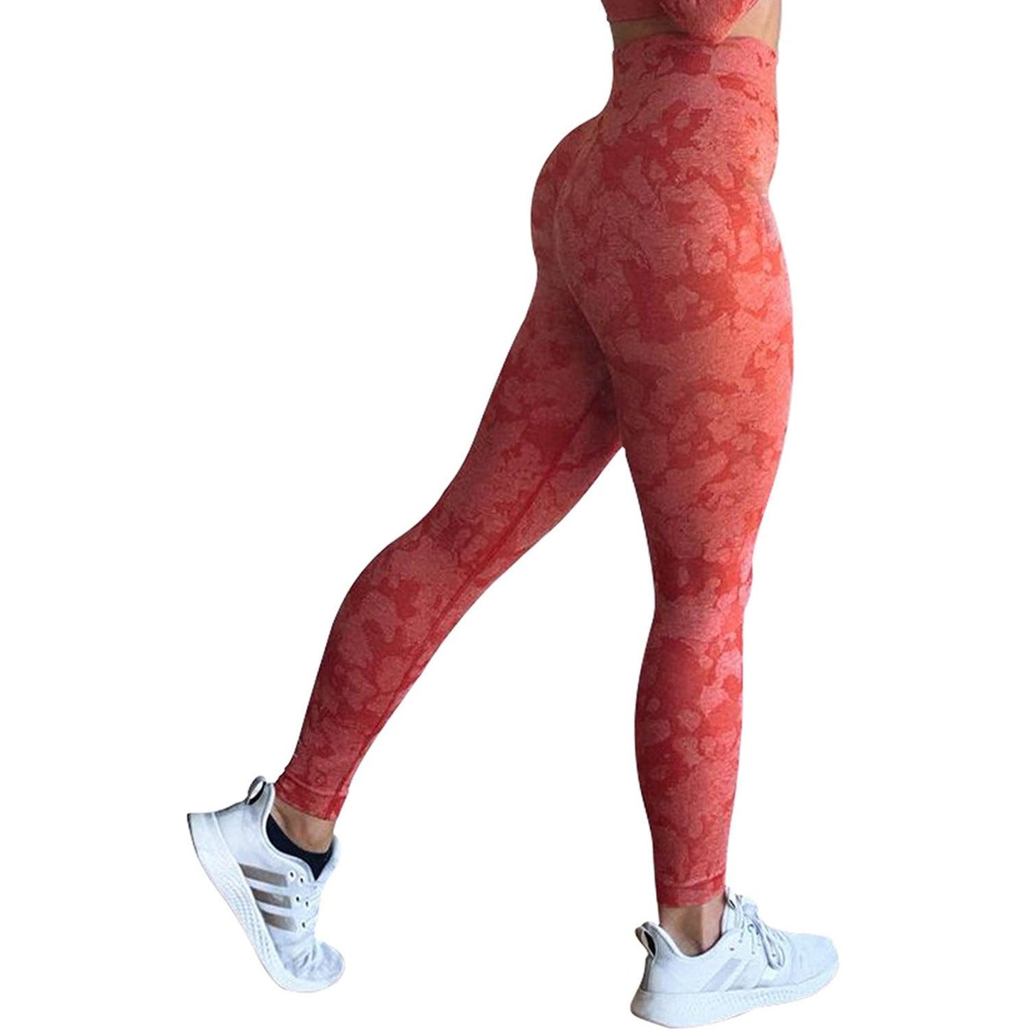 Women's Push-Up Booty Leggings - Gym & Yoga Pants - Big red camo - leggins