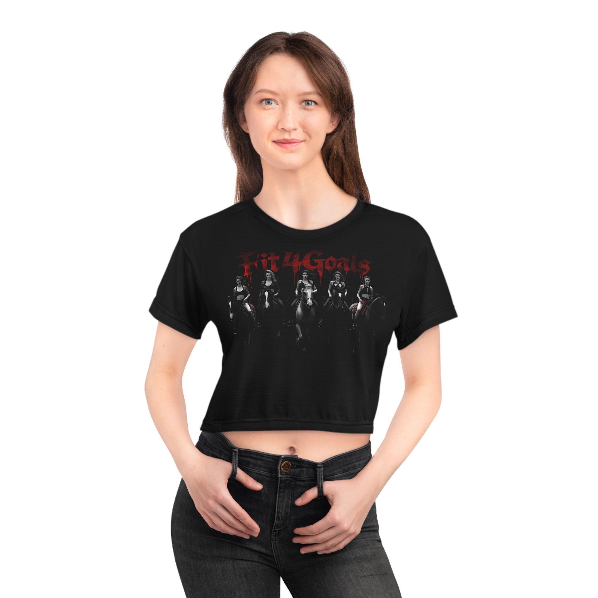 Motivational Crop Tee for Fitness Enthusiasts - 'Fit4Goals' - - T-Shirt