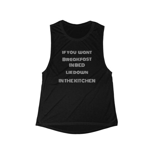 Women's Flowy Scoop Muscle Tank - Black - Tank Top