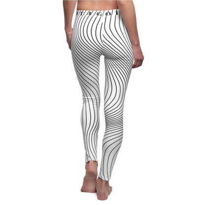 Women's Cut & Sew Casual Leggings (AOP) - White stitching - All Over Prints