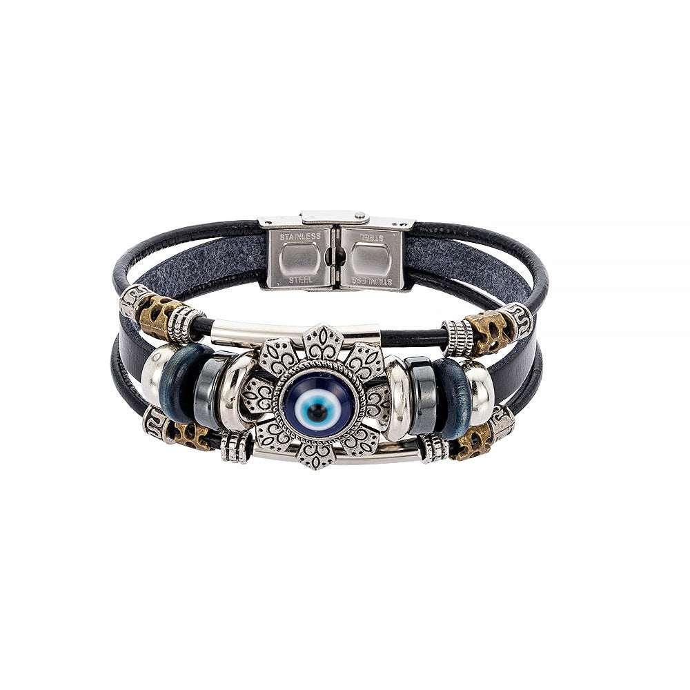 Turkish blue eye alloy accessory bracelet - Black 1PC - Accessories & Jewelry