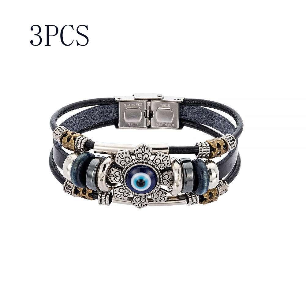 Turkish blue eye alloy accessory bracelet - 3PCS Black 3PCS - Accessories & Jewelry