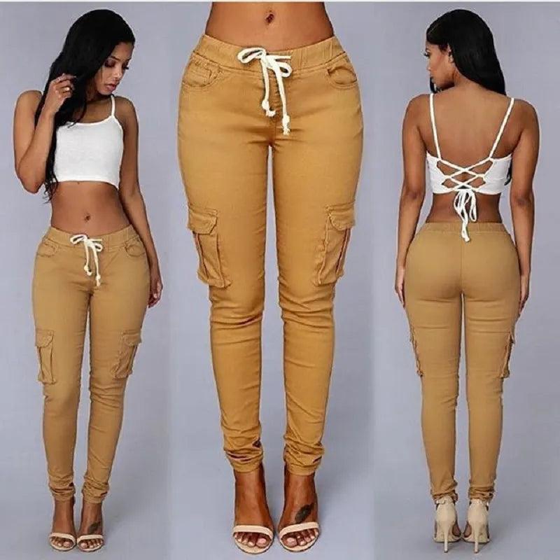 New Arrival Elegant Elastic Women Pants Oversize Drawstring Long Pencil Pants Skinny Office Lady Fashion Trousers ３XL ４XL - - women's bottom