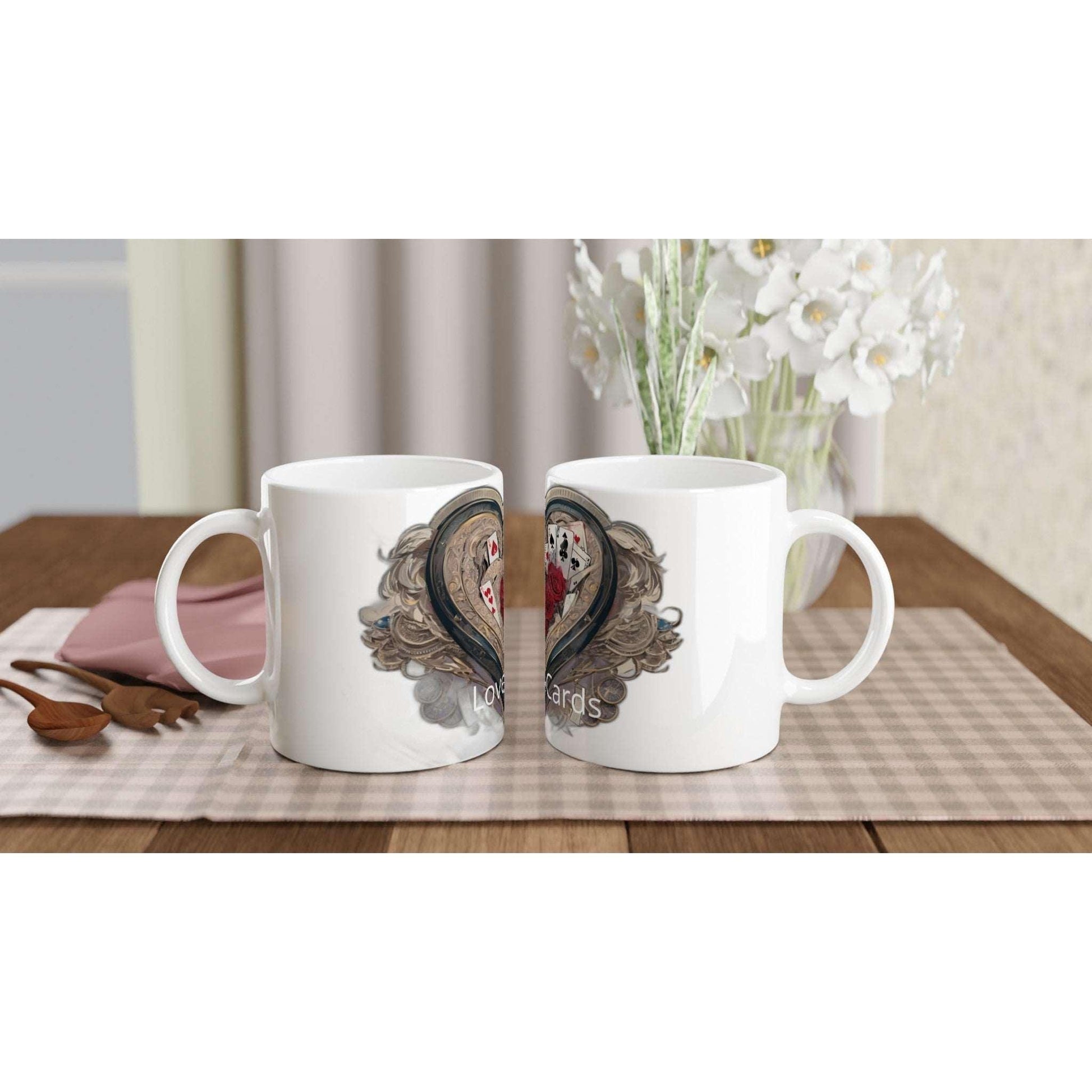 Love & Cards White 11oz Ceramic Mug - - Print Material