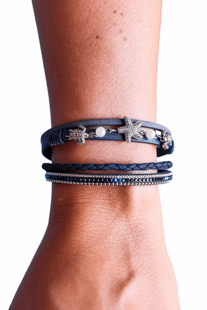 Unisex Blue Starfish Turtle Magnet Buckle Bracelet - Fit4Goals.com