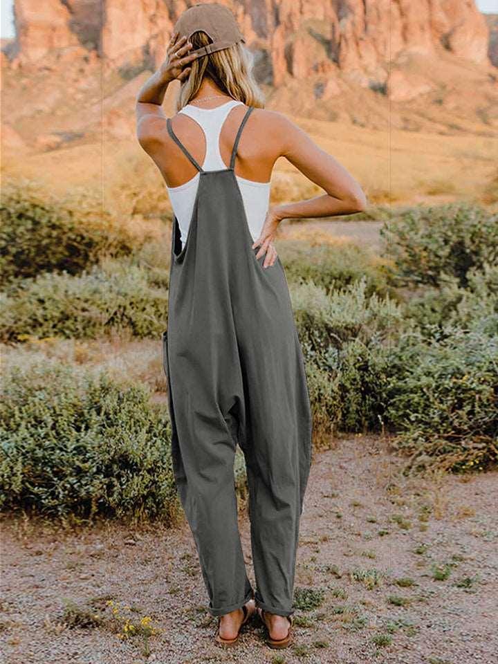 Double Take Full Size Sleeveless V-Neck Pocketed Jumpsuit ! - - Women's Fashion - Women's Clothing - Bottoms - Leggings