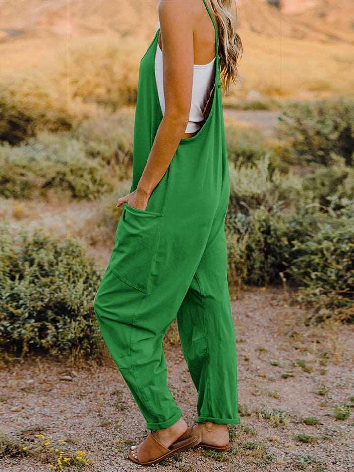 Double Take Full Size Sleeveless V-Neck Pocketed Jumpsuit ! - - Women's Fashion - Women's Clothing - Bottoms - Leggings