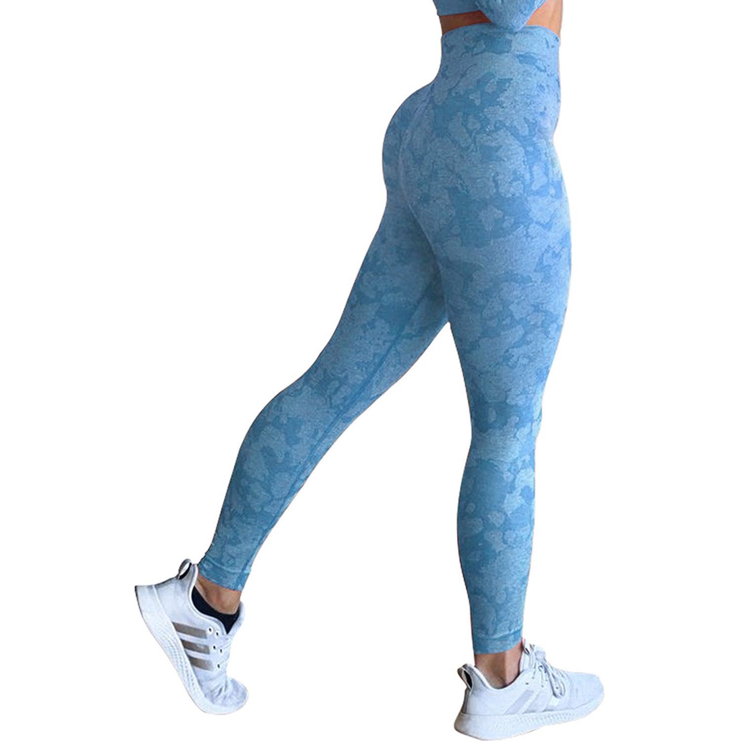 Women's Push-Up Booty Leggings - Gym & Yoga Pants - Blue camo - leggins