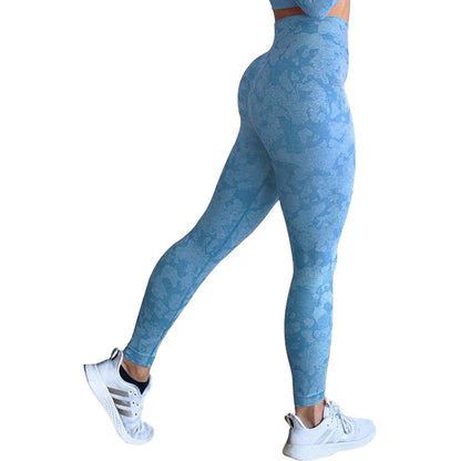 Women's Push-Up Booty Leggings - Gym & Yoga Pants - Blue camo - leggins