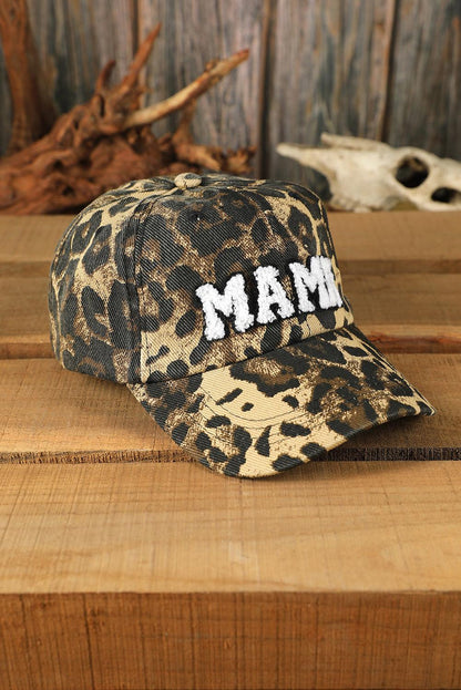 Women's Leopard MAMA Letter Embroidered Baseball Cap - - Hats