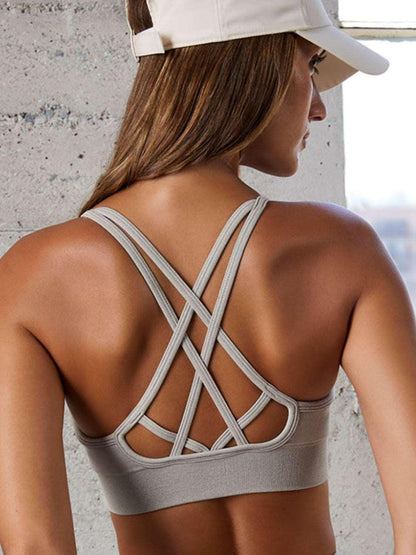 Crisscross Spaghetti Strap Active Bra - - Women's Fashion - Women's Clothing - Tops & Tees - Tank Tops