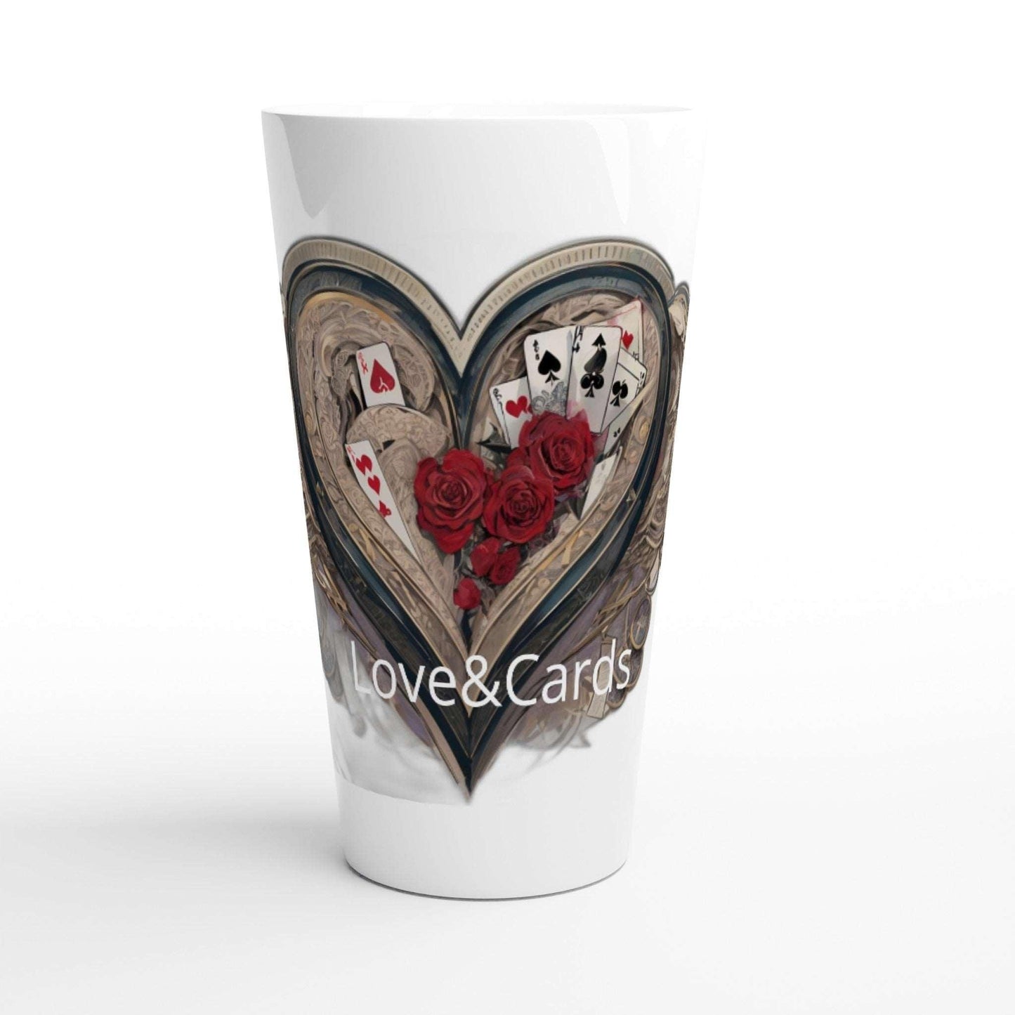 Love & Cards White Latte 17oz Ceramic Mug - - Print Material