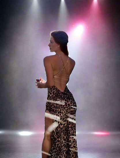 Haw thaw Women Sexy Leopard Bodycon Long Dress - Summer 2024 - - women dress