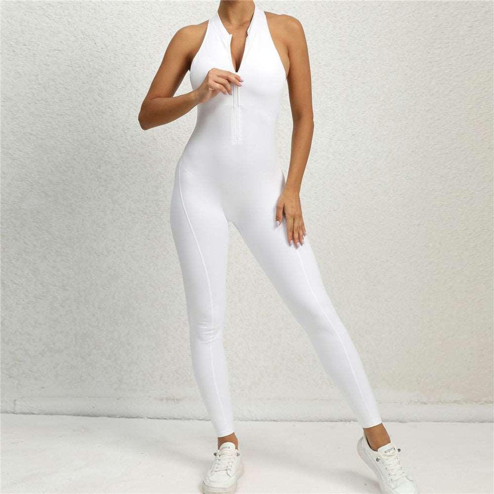 2024 Zipper Women's Tracksuit - One Piece Workout Jumpsuit with Scrunch Leggings for Yoga & Gym - - LEGGINGS