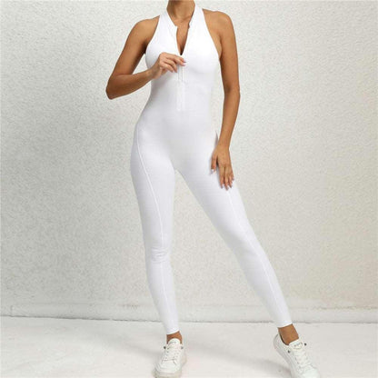 2024 Zipper Women's Tracksuit - One Piece Workout Jumpsuit with Scrunch Leggings for Yoga & Gym - - LEGGINGS