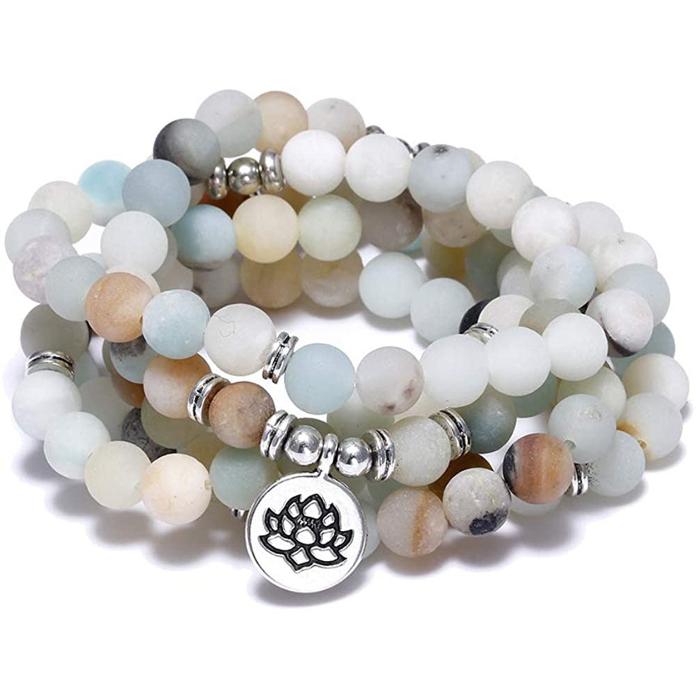 Amazon Stone Tiger Eye Stone Bracelet Necklace 108 Buddha Beads Lotus Bracelet - Fit4Goals.com