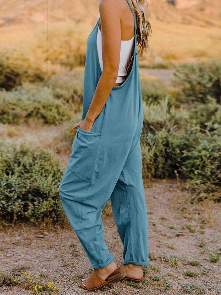 Double Take Full Size V-Neck Sleeveless Jumpsuit with Pockets - - Women's Fashion - Women's Clothing - Suits & Sets - Women's Sets