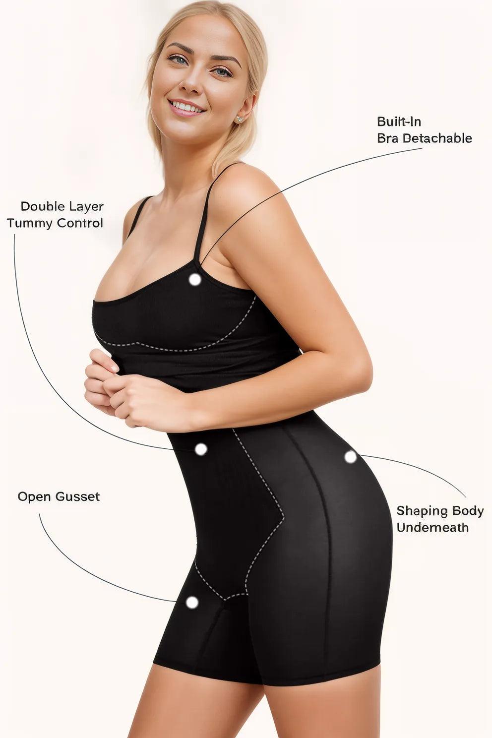 Scoop Neck Sleeveless Dress with Built-In Shapewear - Full Size Range - - women's Slim Dress