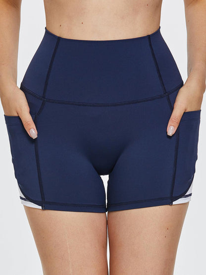 High Waist Active Shorts - Navy - Women's Fashion - Women's Clothing - Bottoms - Leggings