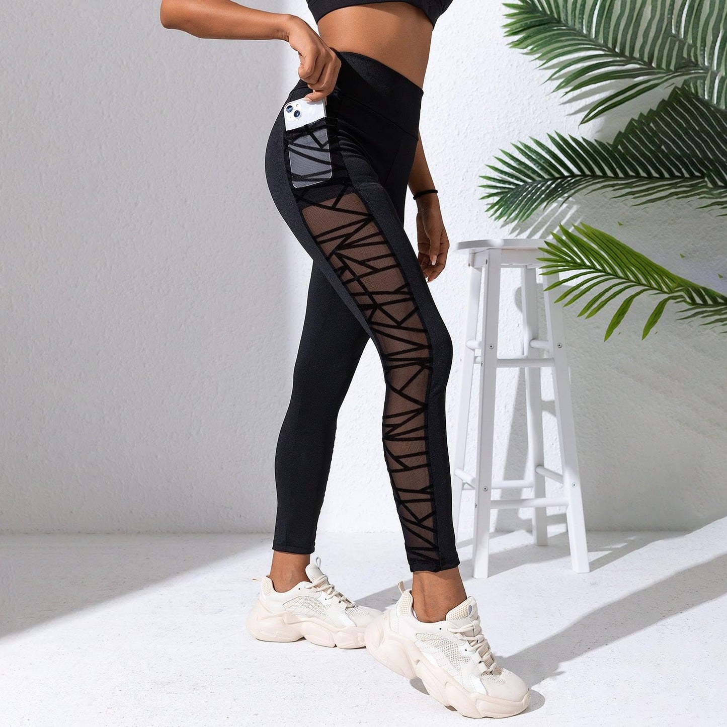 Yoga Primer Plus Size Mesh Stitching Yoga Clothes Hip-lift And Belly Shaping Sports And Fitness Running Trousers - - leggins