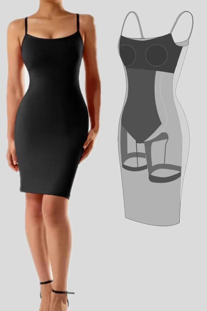 Scoop Neck Sleeveless Dress with Built-In Shapewear - Full Size Range - - women's Slim Dress