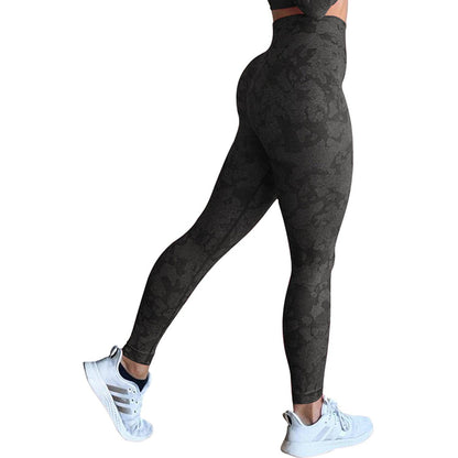 Women's Push-Up Booty Leggings - Gym & Yoga Pants - Black and gray camo - leggins