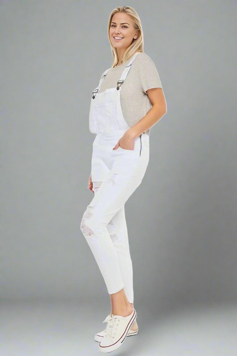 Kancan Distressed Skinny Denim Overalls - - women jeans