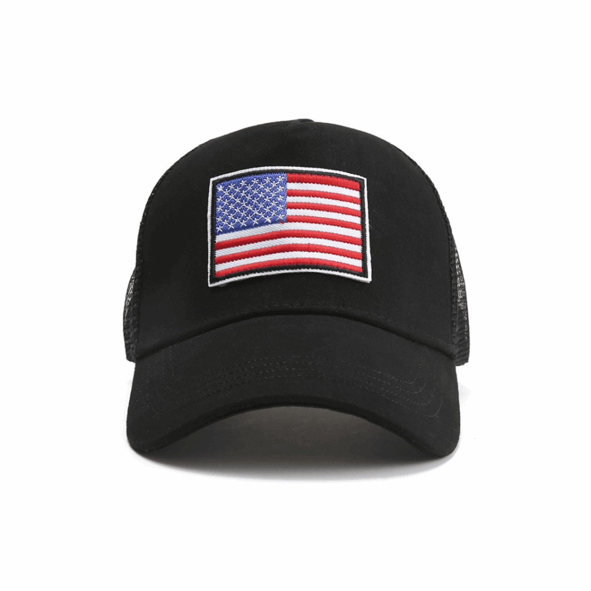 American Flag Trucker Hat With Adjustable Strap - - Men's Fashion - Men's Accessories - Men's Hats - Men's Military Hats