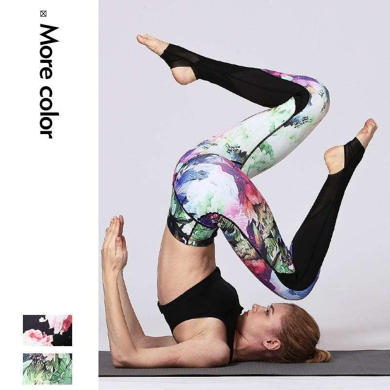 Fit4Goals™ High Waist Yoga Pants - Floral Push Up Leggings for Running - - Leggings