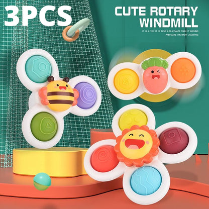 3Pcs Baby Teething Spinning Bath Toys - Stress Relief & Educational Fun