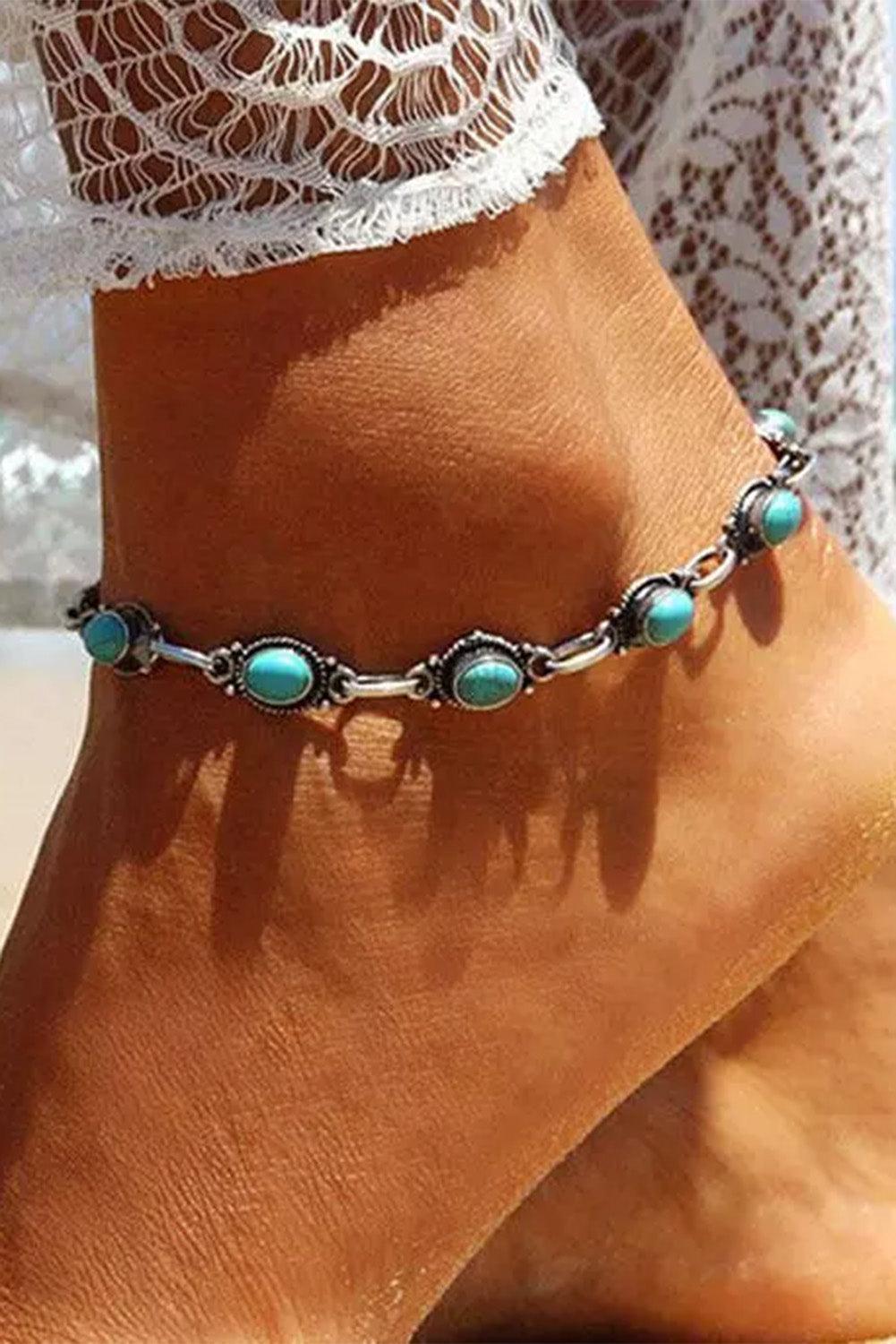 Women's Silver Bohemian Turquoise Casual Anklet - - Accessories & Jewelry