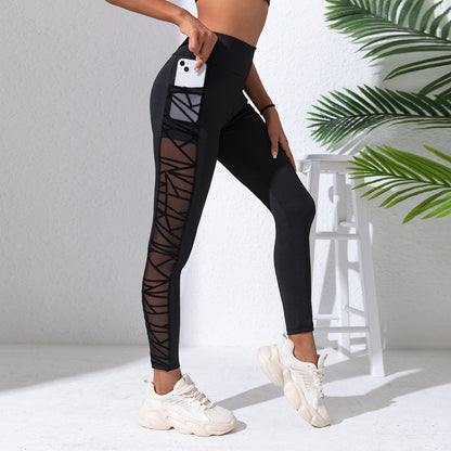 Yoga Primer Plus Size Mesh Stitching Yoga Clothes Hip-lift And Belly Shaping Sports And Fitness Running Trousers - - leggins