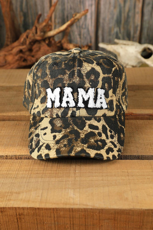 Women's Leopard MAMA Letter Embroidered Baseball Cap - Leopard ONE SIZE - Hats