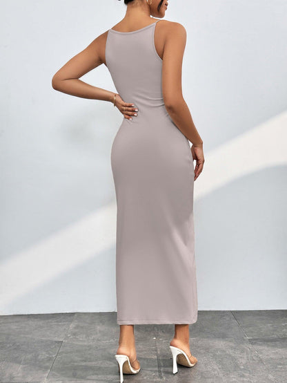 Round Neck Wrap Midi Cami Dress - - Women's Fashion - Women's Clothing - Suits & Sets - Women's Sets