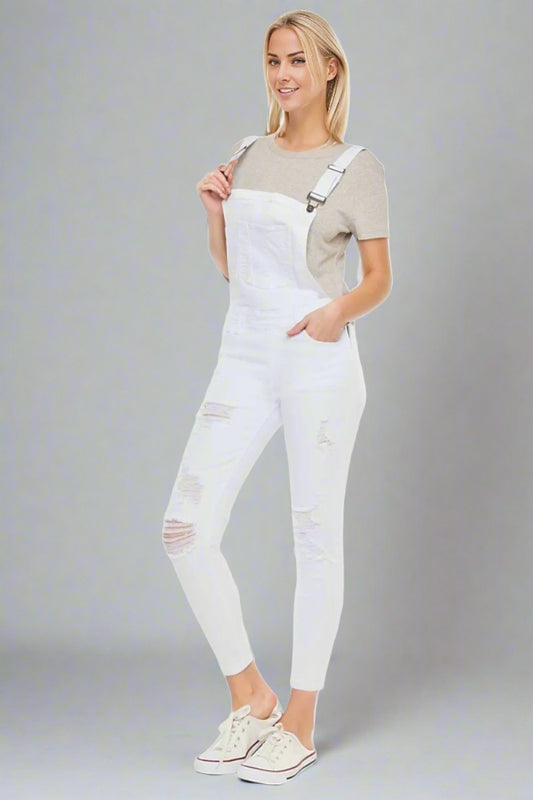 Kancan Distressed Skinny Denim Overalls